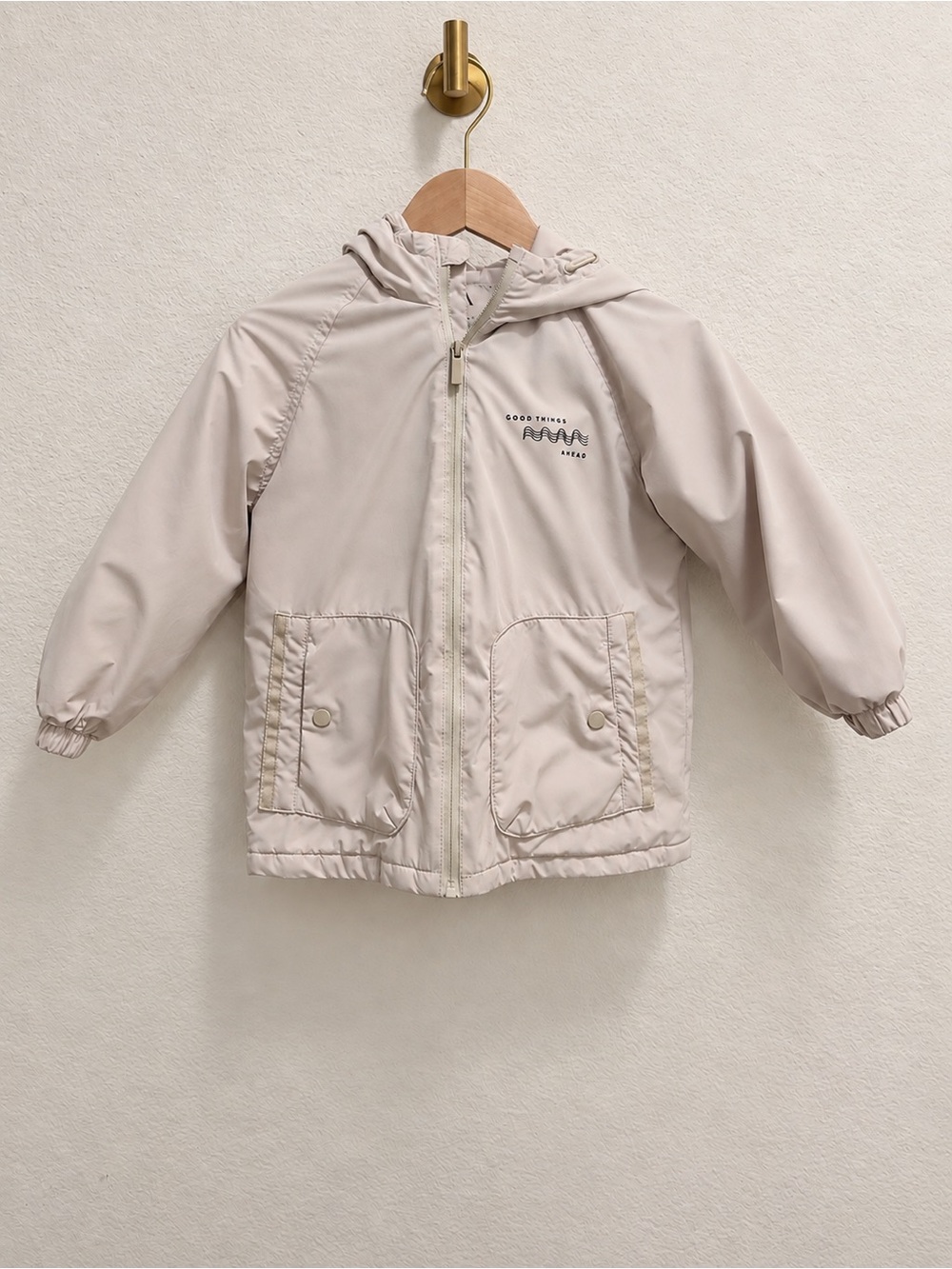 Zara Cream Hooded Raincoat for Kids